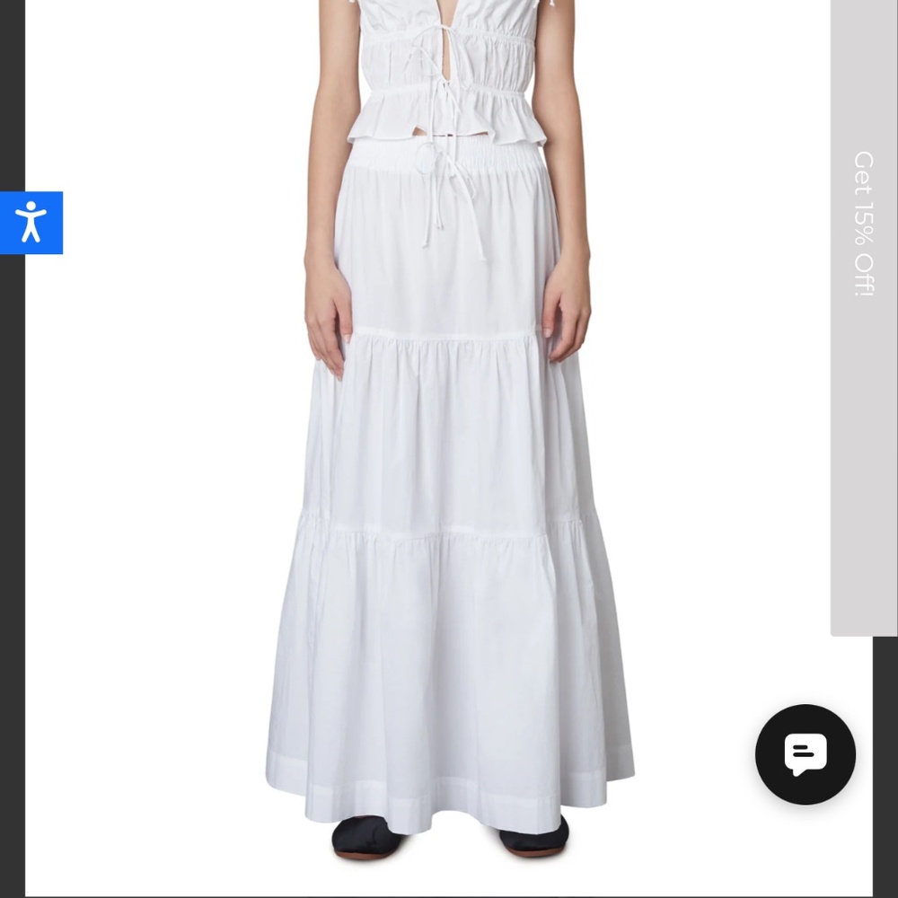 NIA - White Cotton maxi skirt - Tiered